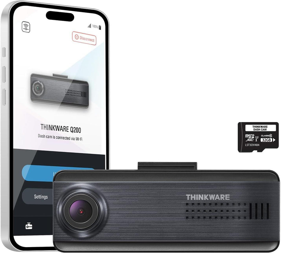 Thinkware TW-Q200CH 2K QHD Front Dash Cam 32GB 1-Channel Wi-Fi & Bluetooth