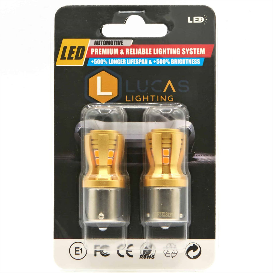Lucas Lighting 1156 BA15S Canbus Bulb 16 LED 1400 Lumens High Output White Pair
