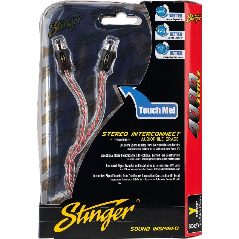 Stinger SI42YF 2-Channel RCA Y-Adapter Cable (2 Female to 1 Male)