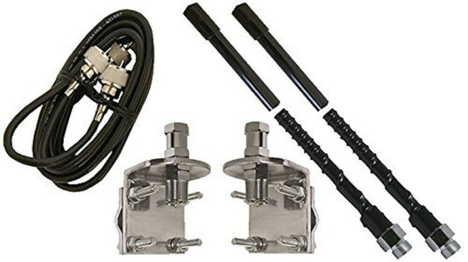 ProComm HSD995-4B 4' Dual Black Fiberglass CB Radio Antenna Kit w/Mirror Mounts