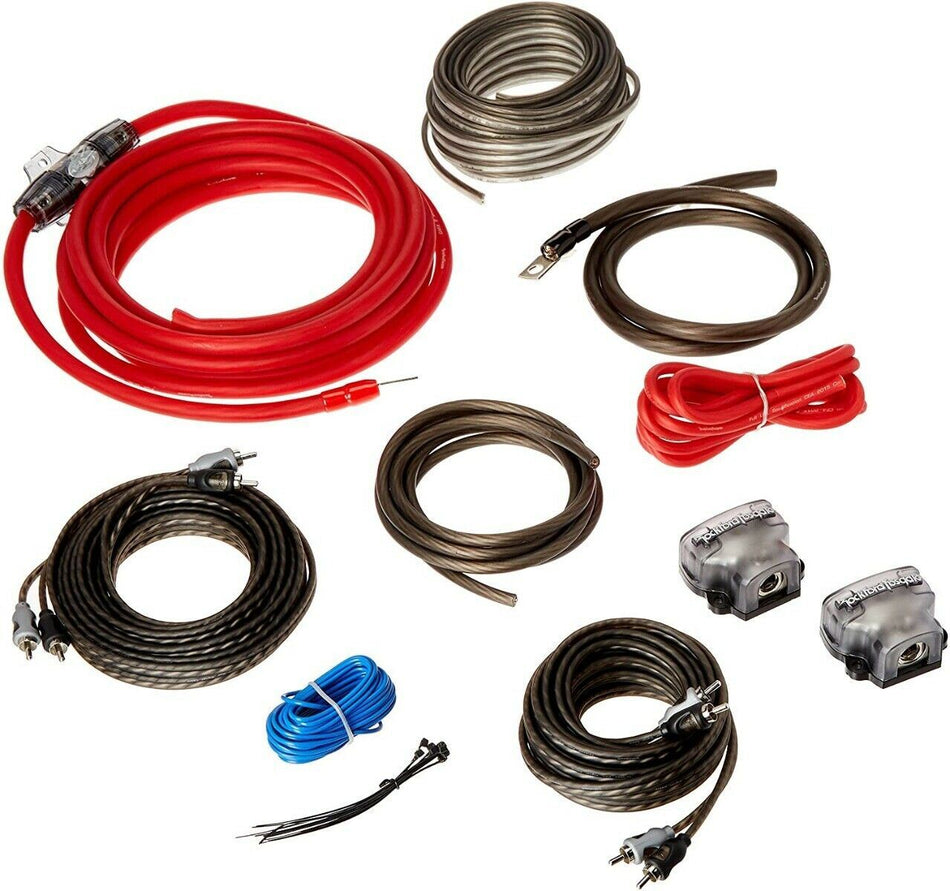 Rockford Fosgate RFK4D 4 AWG Complete Dual Amp Installation Kit Full Spec Cable