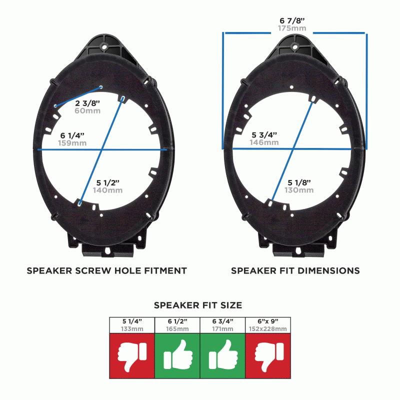 Metra 82-3005 Speaker Adapter Plates 6" to 6.75" for Chevrolet, GMC 2013-Up