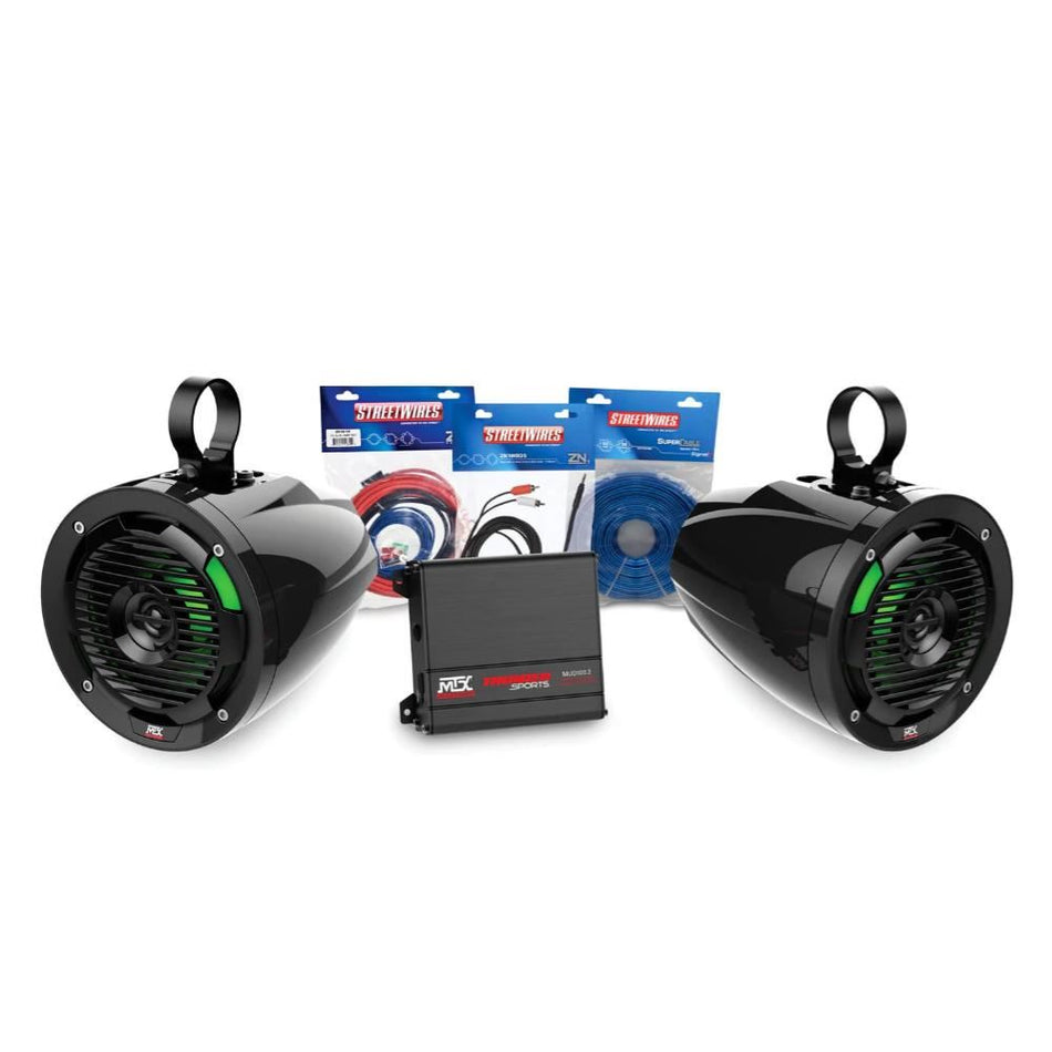 MTX UNI-1-AUX Universal UTV Kit with Amplifier and 2 Roll Cage 6.5" Speaker Pods