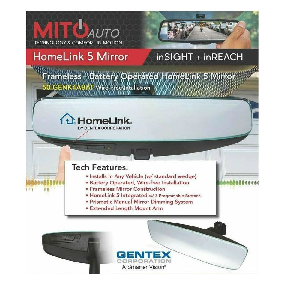 Advent ADVPMHL1LN Gentex Battery Powered Frameless Rearview Mirror w/ Homelink 5