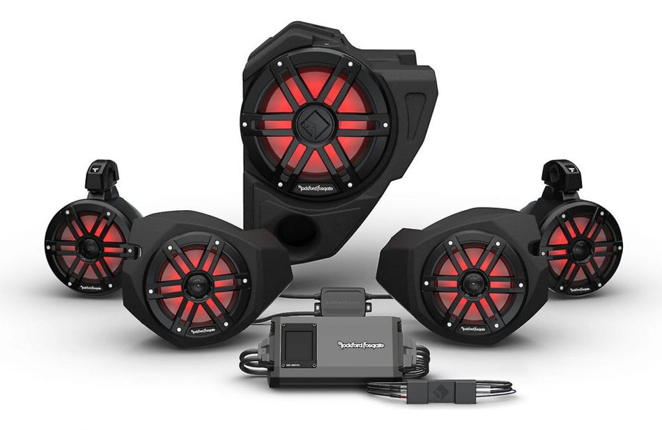 Rockford Fosgate RZR14RC-STG4 Stereo System Kit RGB LED Lights Compatible with Polaris