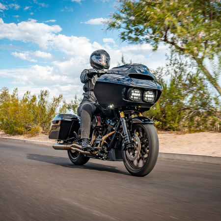 Rockford Fosgate HD14BL69 installed on Harley-Davidson motorcycle front view