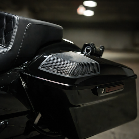 Rockford Fosgate HD14BL69 saddlebag grille installation detail
