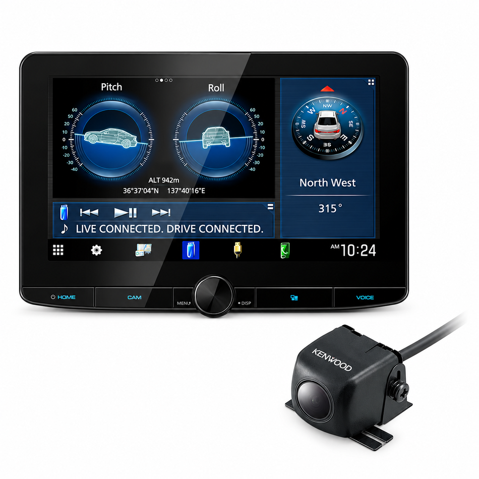 Kenwood DMX1038S with CMOS-230LP1 rear camera and mounting bracket
