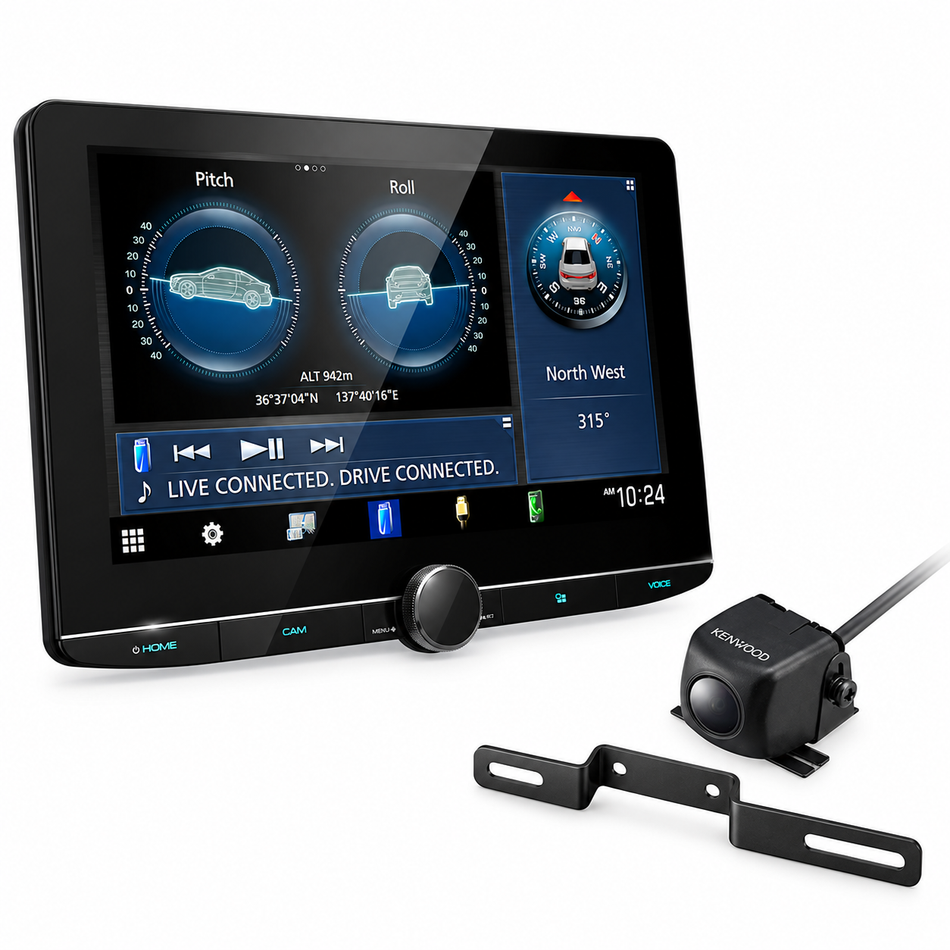 Kenwood DMX1058XR with CMOS-230LP1 rear camera and mounting bracket