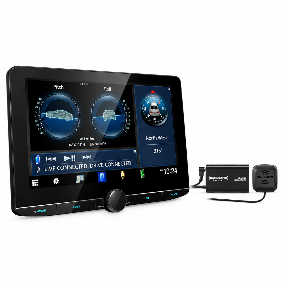 Kenwood DMX1058XR stereo with SiriusXM SXV300V1 tuner and antenna