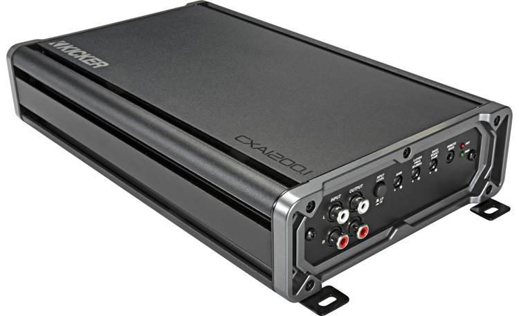 Kicker 46CXA12001T amplifier angled front and controls view