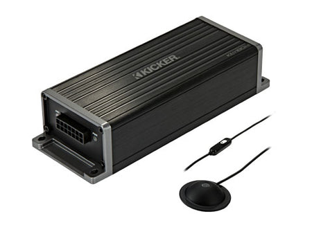KICKER KEY200.4 amplifier rear and microphone