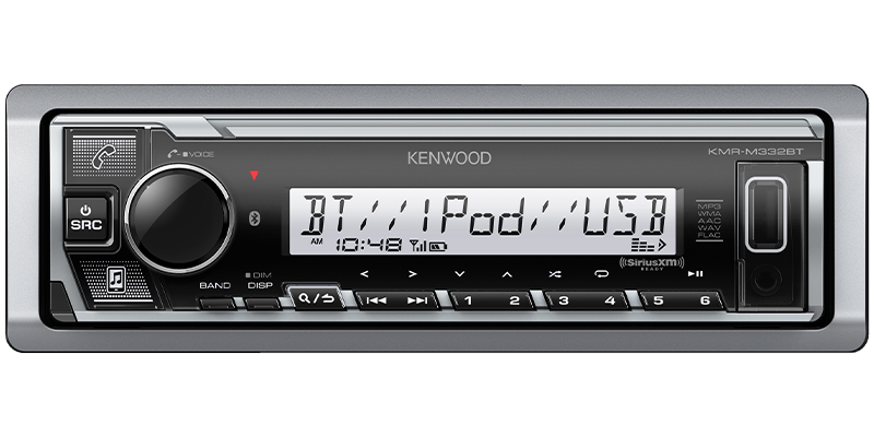 Kenwood KMR-M332BT front view; manufacturer model image