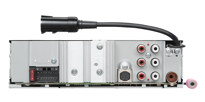 Kenwood KMR-M332BT rear connections; manufacturer model image