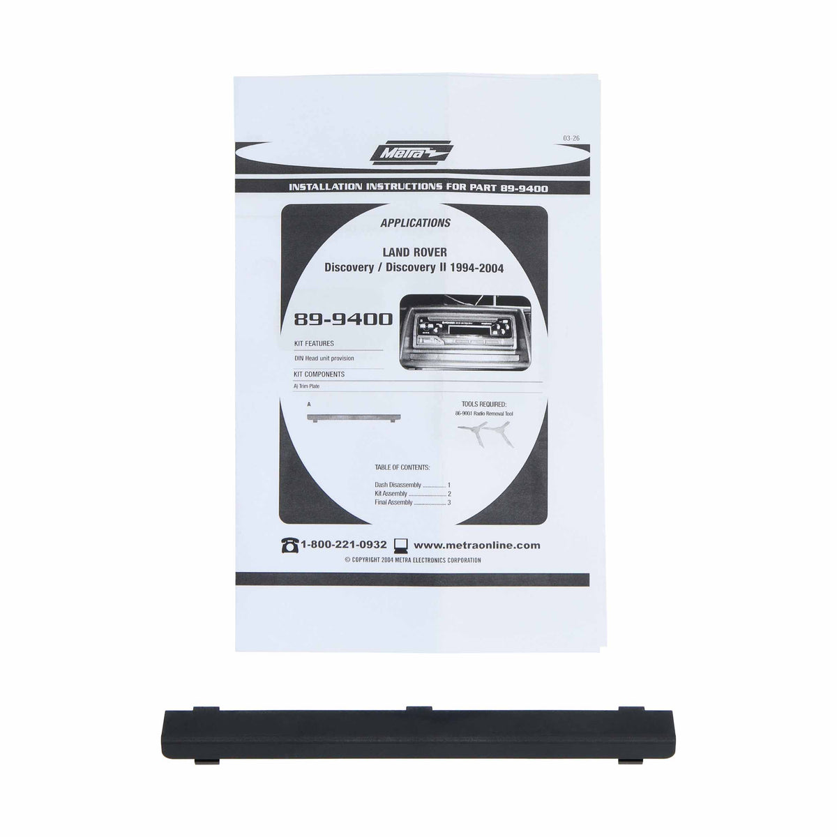 Metra 89-9400 Trim Plate - Land Rover Discovery 1994-2004 - product view 3