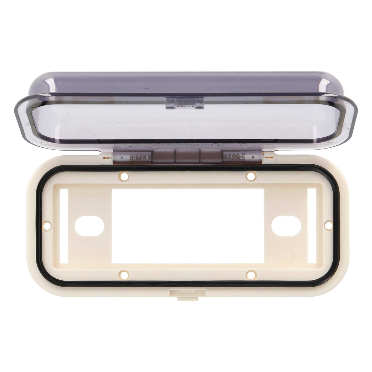 Metra 99-9005 marine radio cover opened to show mounting area