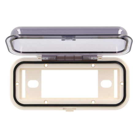 Metra 99-9005 marine radio cover opened to show mounting area