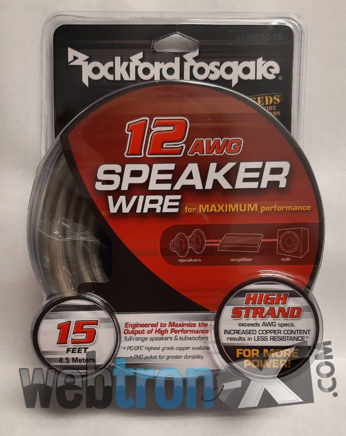 Rockford Fosgate RFWP12-15 12 AWG Speaker Wire Packaged 15 Feet Frosted