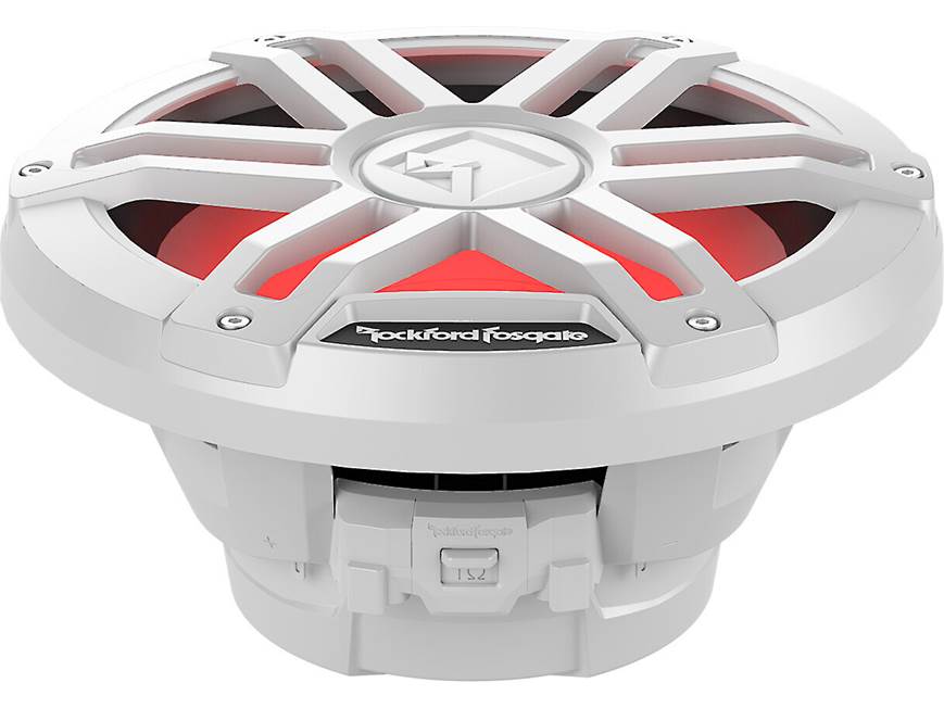 Rockford Fosgate M1D2-10 white marine subwoofer front view with grille