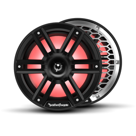 Rockford Fosgate M2-8HB marine horn speakers with black and stainless grilles