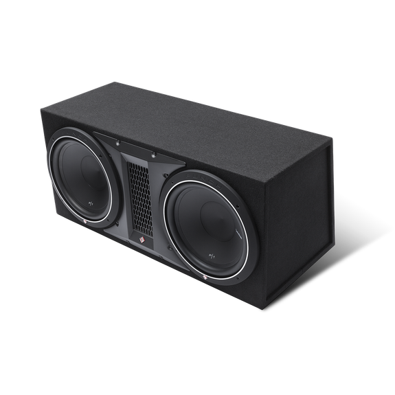Rockford Fosgate P1-2X12 enclosure three quarter view
