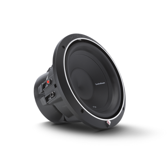 Rockford Fosgate P2D4-10 rear view showing basket and motor