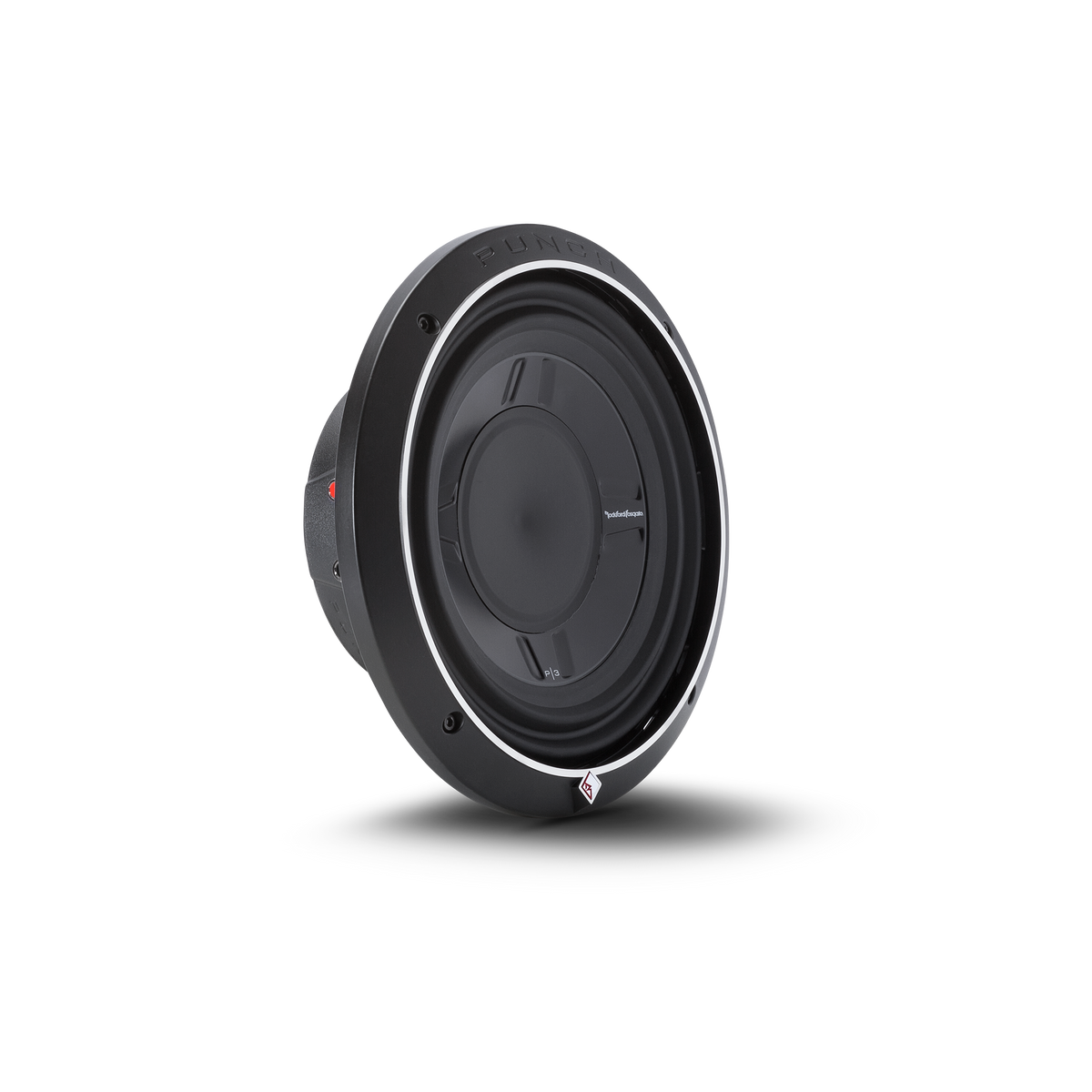 Rockford Fosgate P3SD4-10 angled view with trim ring