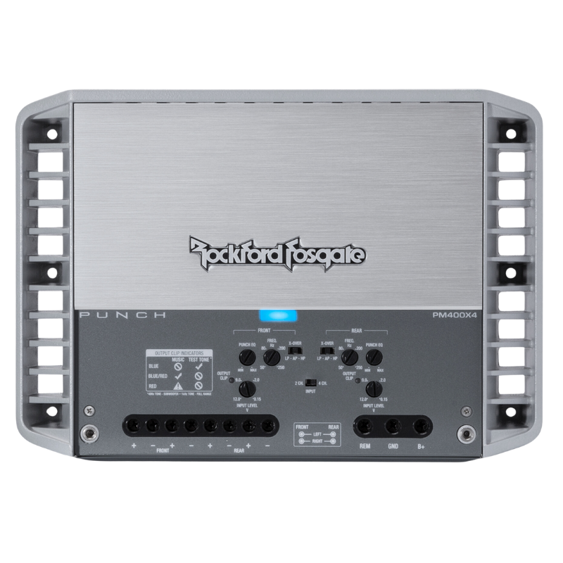 Rockford Fosgate PM400X4 marine amplifier control panel