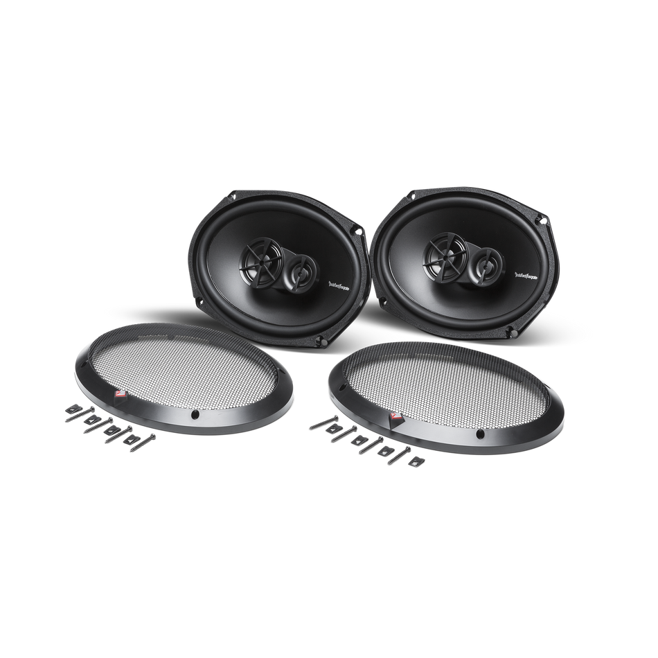 Rockford Fosgate R169X3 pair with grilles and installation hardware