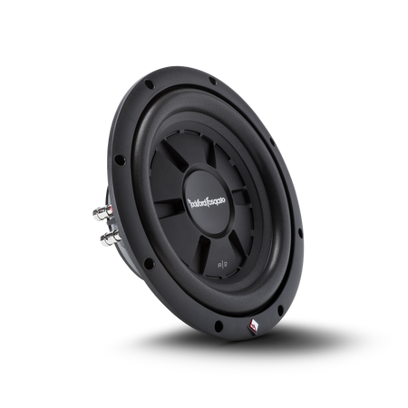 Rockford Fosgate R2SD4-10 shallow subwoofer three-quarter view