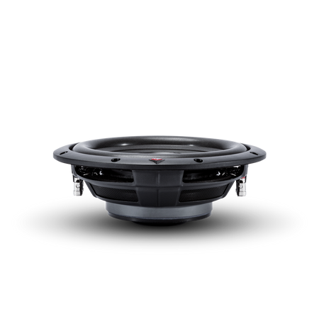 Rockford Fosgate R2SD4-10 shallow subwoofer eye-level view