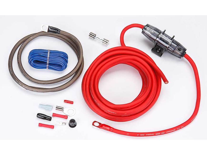 Rockford Fosgate RFK8 8 AWG amplifier power wiring kit contents
