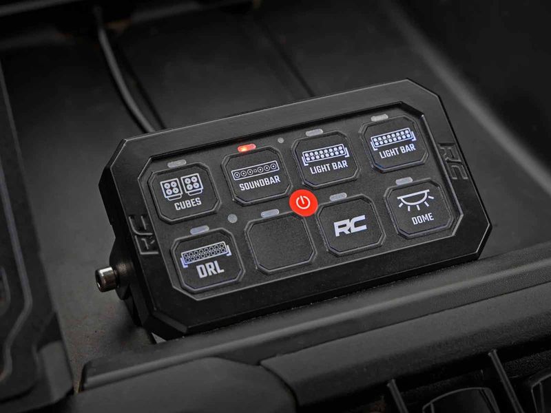 Rough Country 70970 installed switch panel with accessory labels