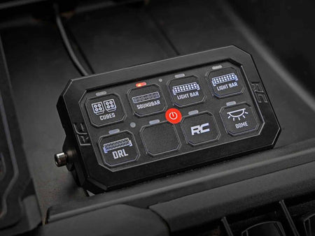Rough Country 70970 installed switch panel with accessory labels