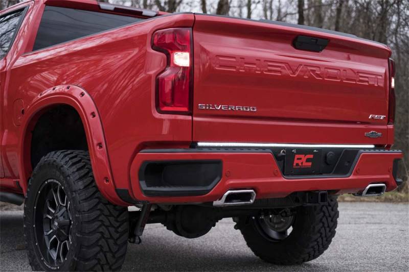 Side rear view of Rough Country 78860 installed tailgate light strip
