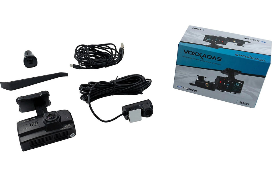 VOXX ACADC5 complete 4K front and 1080p rear dash camera kit contents
