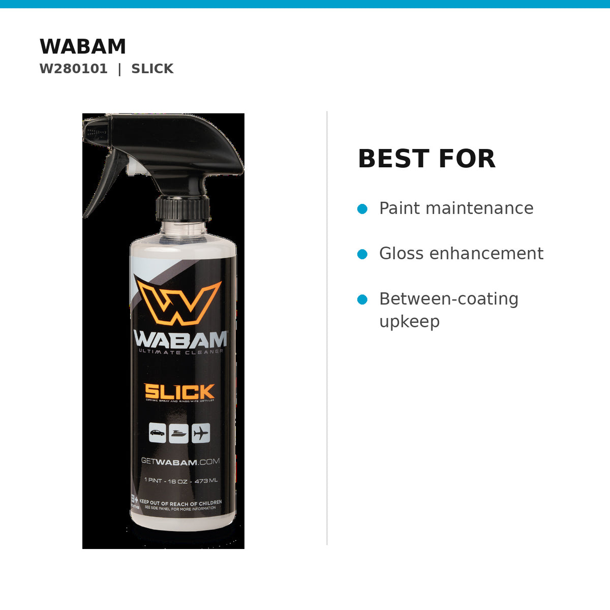 WABAM W280101 best for product guide on white background