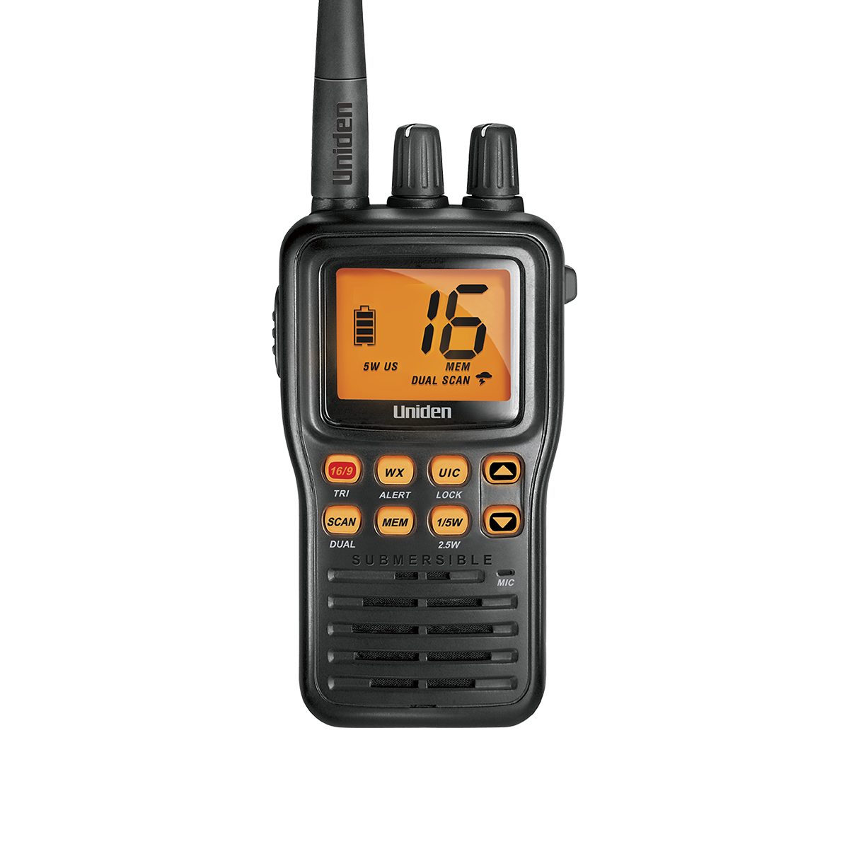 Uniden MHS75 Submersible Handheld VHF Marine Radio — view 1