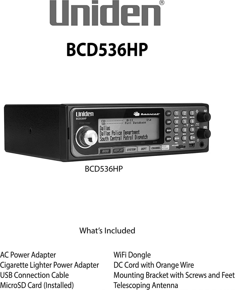 Uniden BCD536HP Digital Police Scanner Mobile/Base Self Program Trunking  WiFi